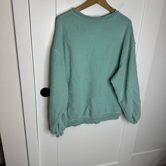 Free People Teal 100% Cotton Oversized Relaxed Pullover Sweatshirt Size XS - Picture 4 of 5